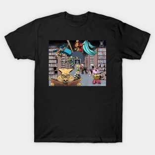 Cats in Library T-Shirt